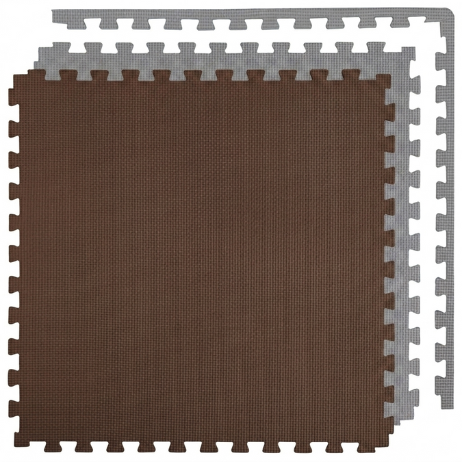 Foam floor puzzle mat 2cm (60x60cm) - Grey - Brown