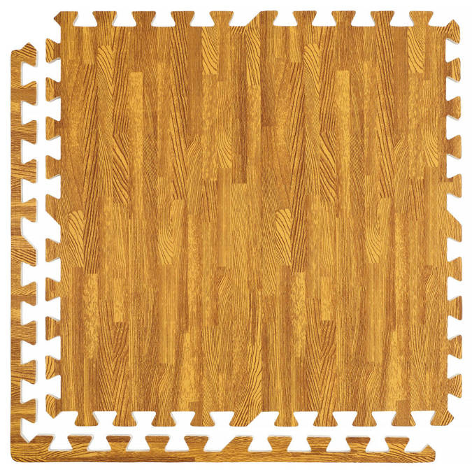 Wood-look foam floor mat 1cm (60x60cm) - Light Wood