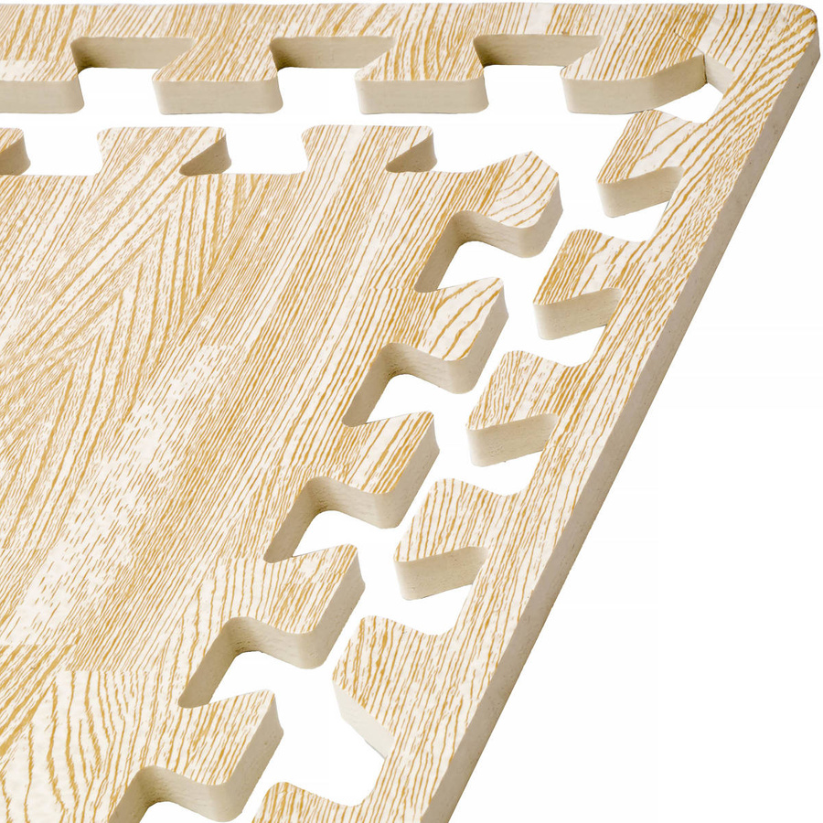 Wood-look foam floor mat 1cm (60x60cm) - White Wood