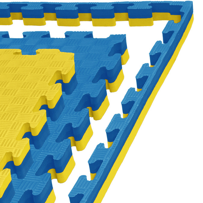 Foam floor mat PRO 4cm (100x100cm) - Blue - Yellow