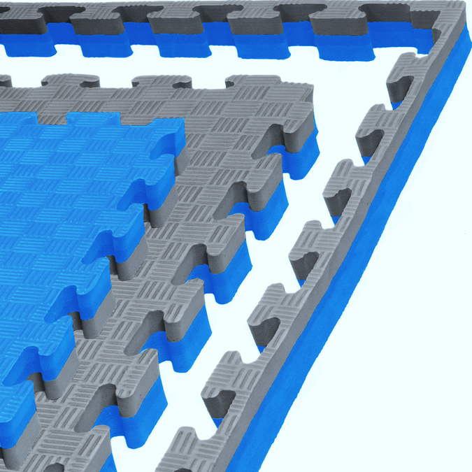 Foam floor mat PRO 3cm (100x100cm) - Grey - Blue