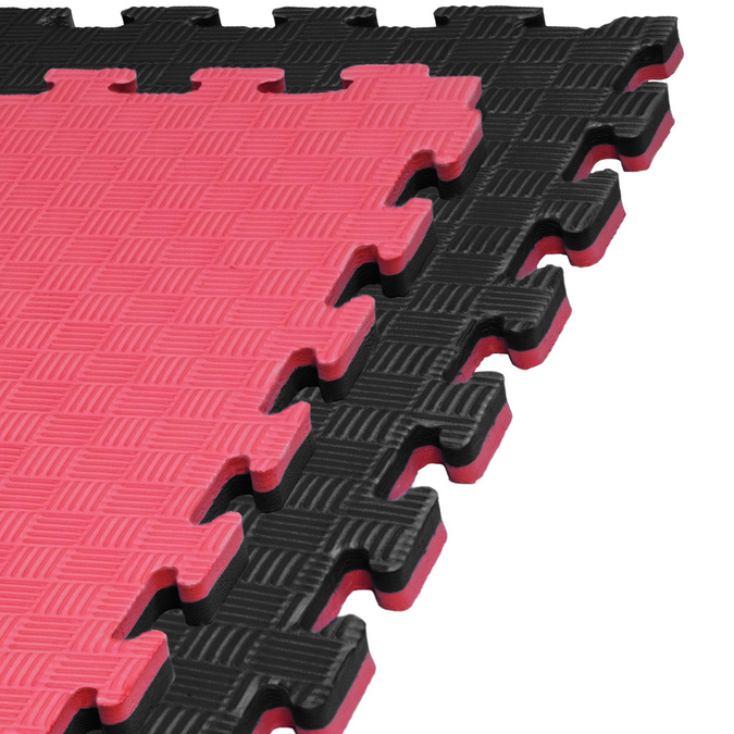 Foam floor puzzle mat PRO 2cm (100x100cm) - Black - Red