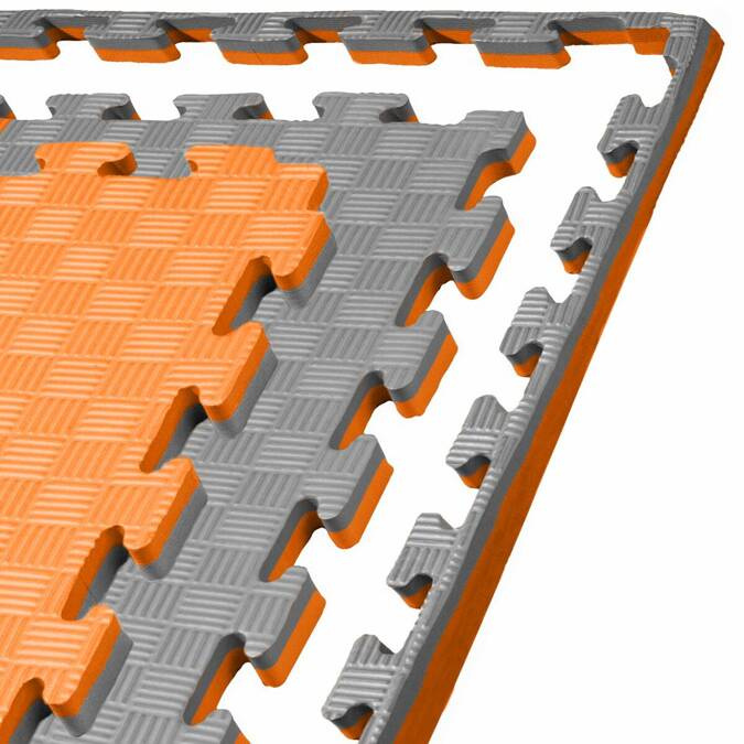Foam floor puzzle mat PRO 2cm (100x100cm) - Grey - Orange