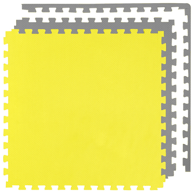 Foam floor puzzle mat 2cm (60x60cm) - Grey - Yellow