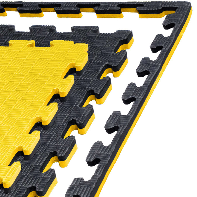 Foam floor puzzle mat PRO 2cm (100x100cm) - Black - Yellow