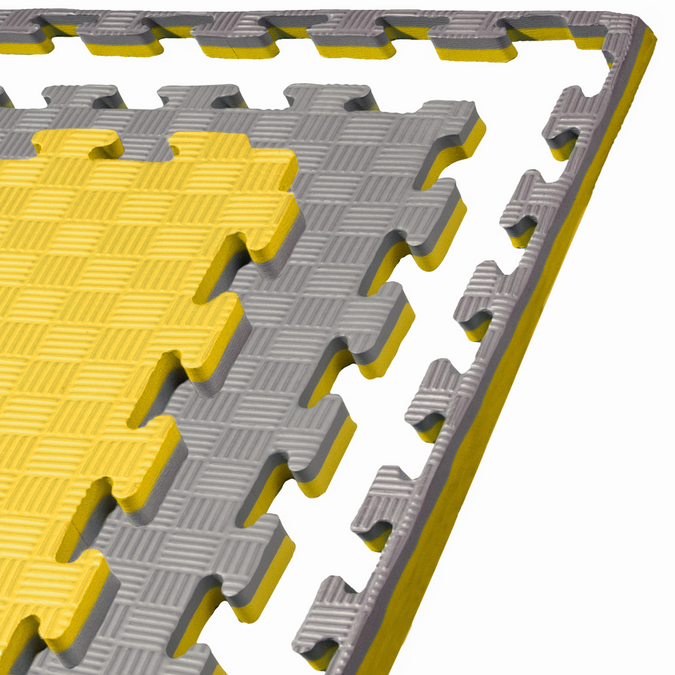 Foam floor puzzle mat PRO 2cm (100x100cm) - Grey - Yellow