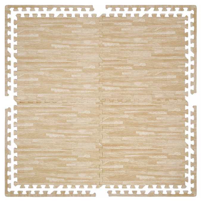 Zestaw 6szt | Mata podłogowa 1cm (60x60cm) - Drewno Białe