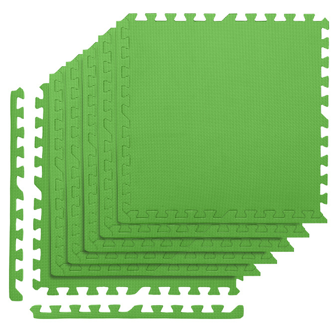 Set of 6 pcs | Foam floor puzzle mat 1cm (60x60cm) - Green